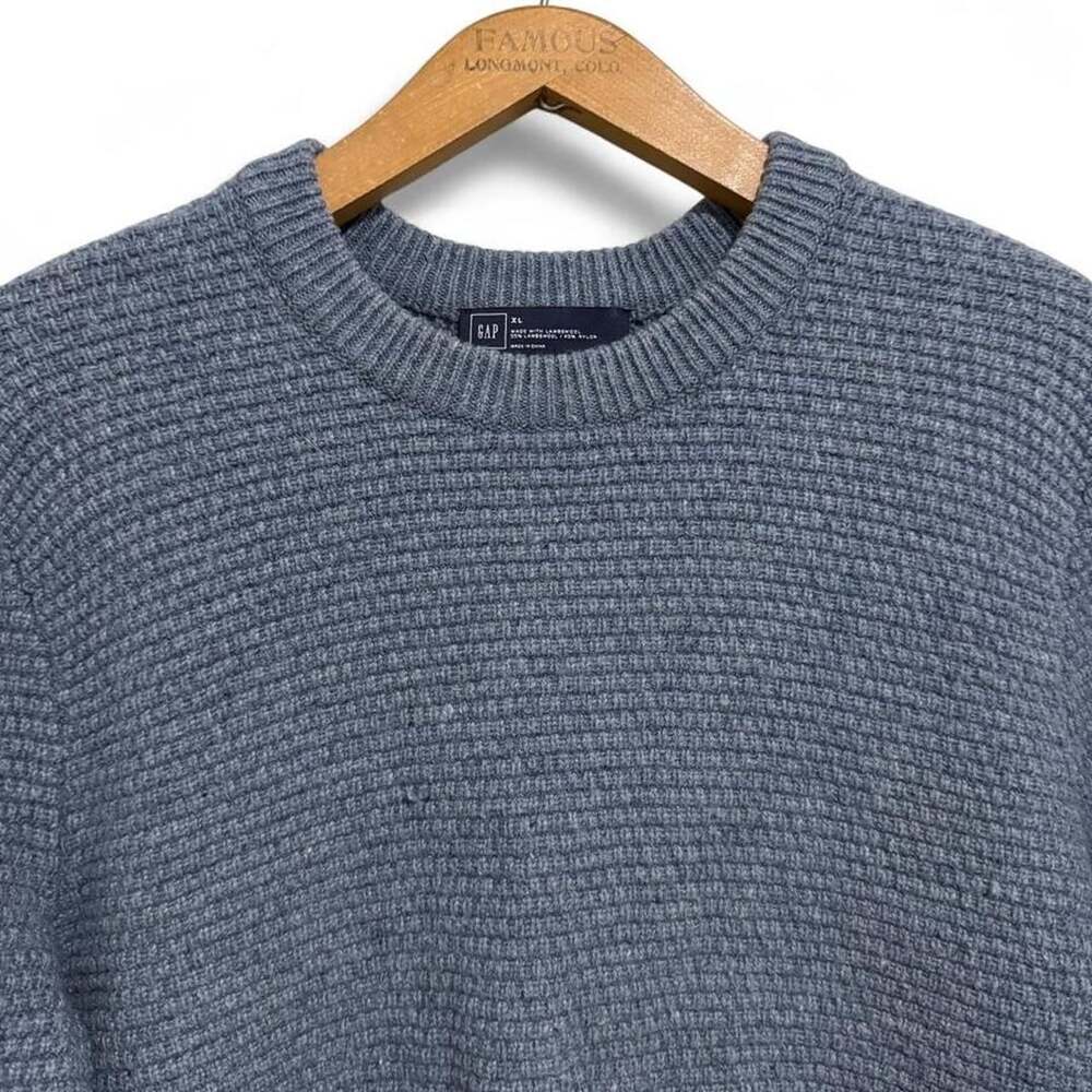 Gap Textured Crewneck Sweater Size XL Blue Lambswool Blend